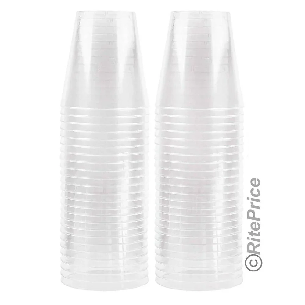 48 PCS Clear Shot Glasses 2oz Plastic Disposable Cups Wine Party Catering Bar